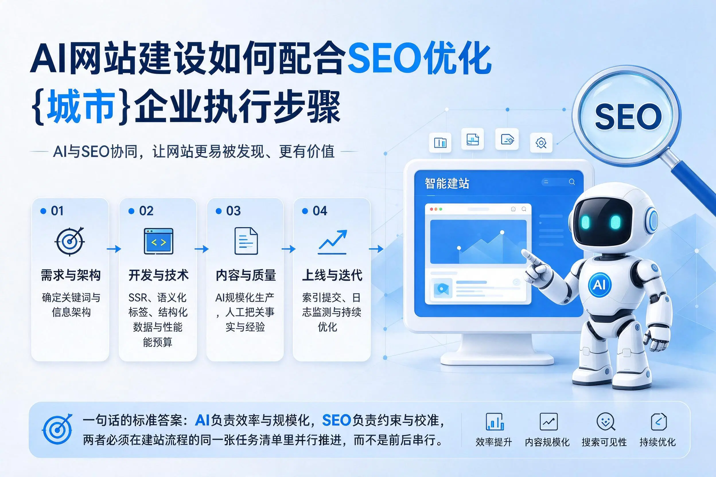 AI网站建设如何配合SEO优化，德州企业执行步骤