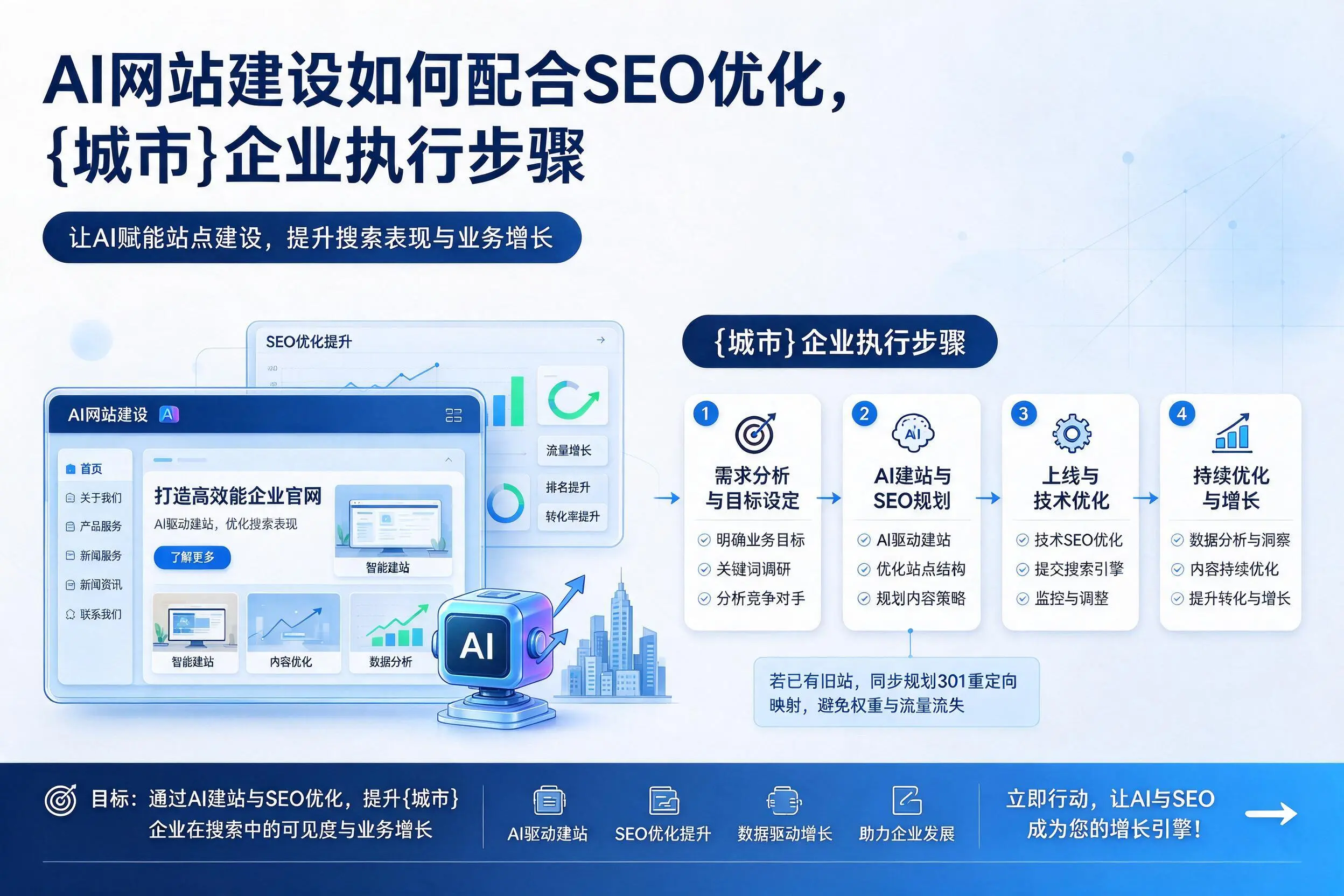 AI网站建设如何配合SEO优化，德州企业执行步骤