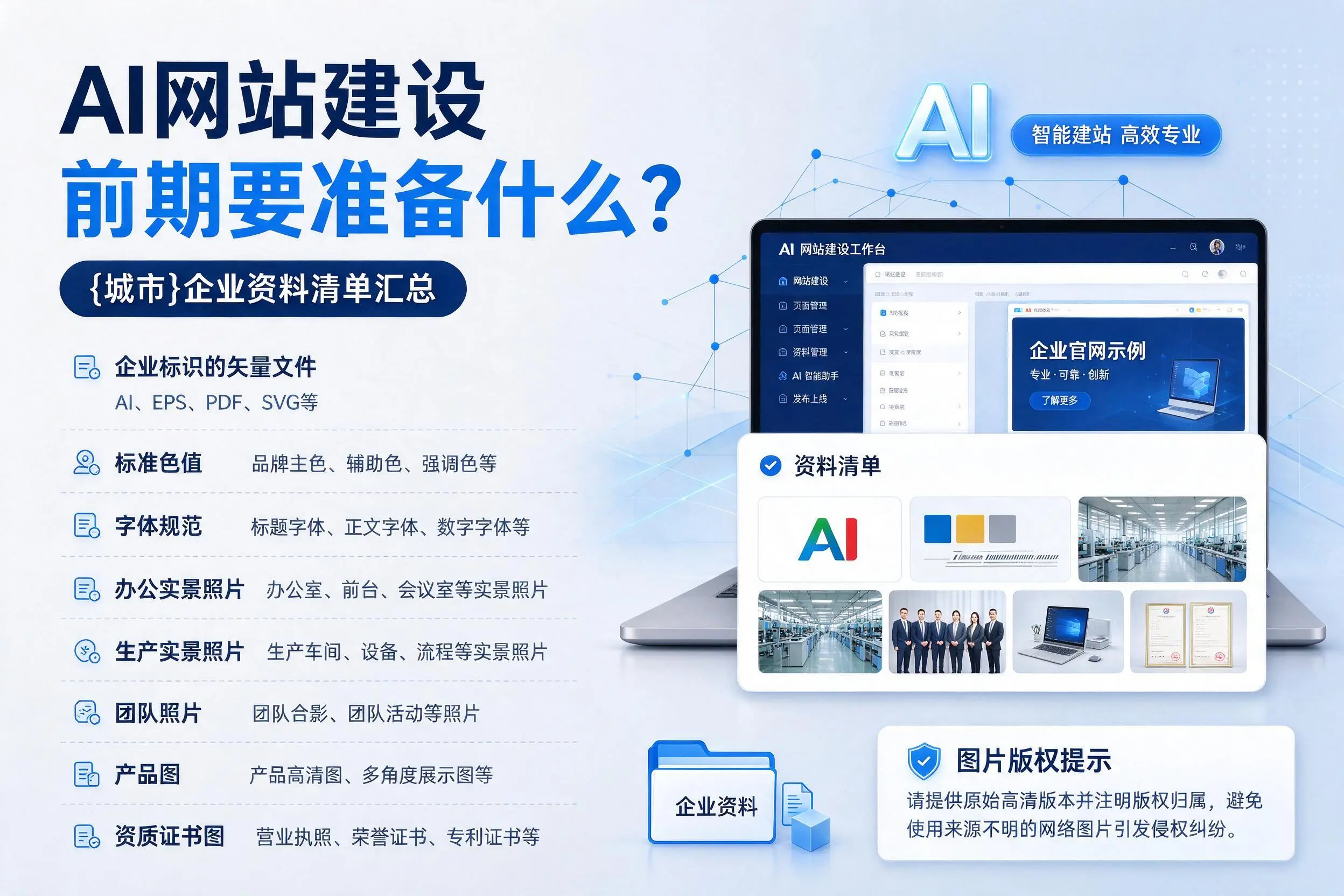 AI网站建设前期要准备什么?德州企业资料清单汇总